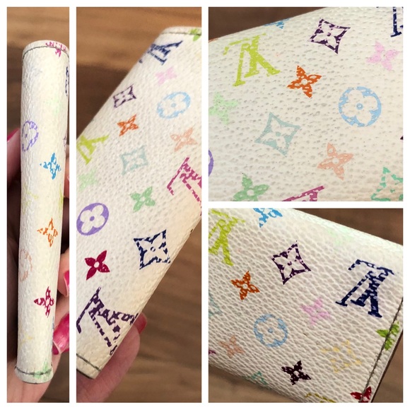 Louis Vuitton AUTHENTIC Multicolore Murakami White Monogram 4 Ring Hook Key Case - Picture 7 of 16